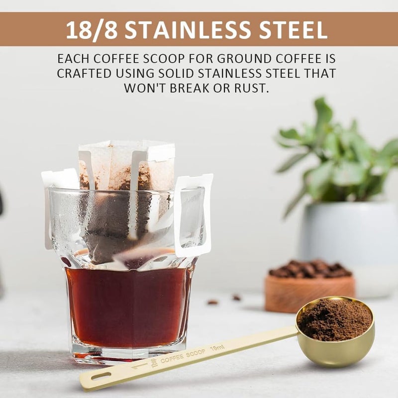 ELEPHANTBOAT® Stainless Steel Coffee Measuring Spoons Set 2Pcs,15ml & 30ml Dual Scoop,Long Handle 6.1'' Coffee and Tea Spoon Set for Kitchen Durable Food Grade Scoops for - Image 3