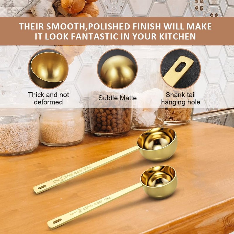 ELEPHANTBOAT® Stainless Steel Coffee Measuring Spoons Set 2Pcs,15ml & 30ml Dual Scoop,Long Handle 6.1'' Coffee and Tea Spoon Set for Kitchen Durable Food Grade Scoops for - Image 5