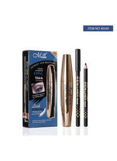 Menow MENOW Brand Lasting Natural Curly Thick Mascara Set With 2 Pencils Black / Brown  - Image 1