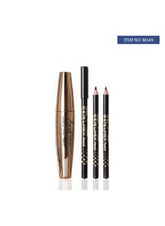 Menow MENOW Brand Lasting Natural Curly Thick Mascara Set With 2 Pencils Black / Brown  - Image 3