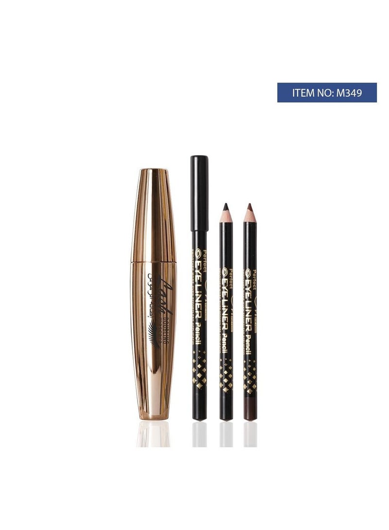 Menow MENOW Brand Lasting Natural Curly Thick Mascara Set With 2 Pencils Black / Brown - Image 3