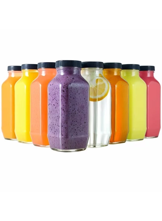 Luxoraq 12-Pack 245ML (8OZ) clear plastic JUICE BOTTLES WITH LIDS – BPA FREE reusable JUICE bottles, SMOOTHIE bottles, WATER bottles, MILK bottles, KOMBUCHA containers, LEAK PROOF drink storage TRAVEL bottles, FOOD GRADE plastic bottles - Image 1