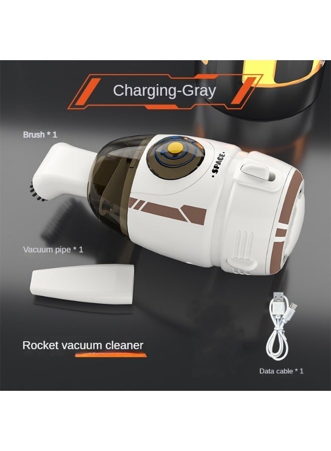 QZ Mini Desktop Vacuum Cleaner | Portable Rocket-Shaped Handheld Rechargeable High Power Cordless Sweeper for Car, Table, Dust, Crumb, Pet Hair, and Office Use - Image 1