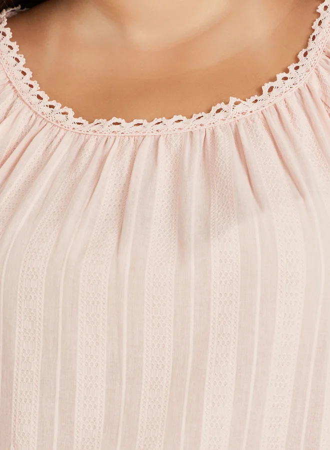 Styli Plus Size Circle Lace Broderie Trim Nightdress
