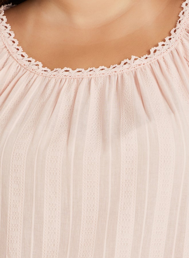 Styli Plus Size Circle Lace Broderie Trim Nightdress - Image 3