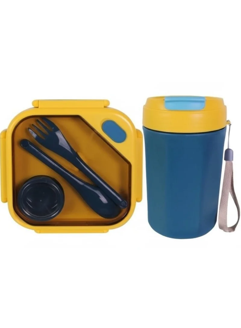 Mobcos Kids Sports Lunch Box and Water Bottle Combo Set For Kids &amp; Adults Premium Food-Grade PP Plastic Leakproof &amp; Spill Proof (Yellow)