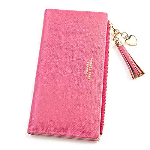 Valentoria Womens Wallet Cute Elegant Long Slim Card Holder Case Minimalist Coin Purse Thin Tassels Zip Clutch Wallets for Girls Ladies - Image 1