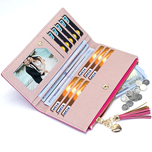 Valentoria Womens Wallet Cute Elegant Long Slim Card Holder Case Minimalist Coin Purse Thin Tassels Zip Clutch Wallets for Girls Ladies - Image 5