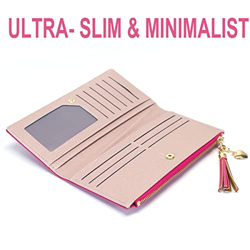 Valentoria Womens Wallet Cute Elegant Long Slim Card Holder Case Minimalist Coin Purse Thin Tassels Zip Clutch Wallets for Girls Ladies - Image 3