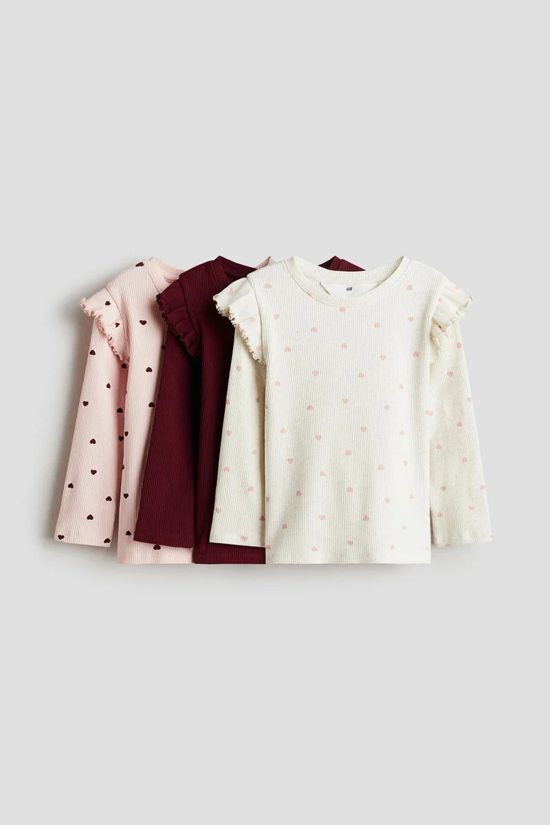 اتش اند ام بلوزة جيرسيه بحواف مكشكشة - عبوة من 3 قطع