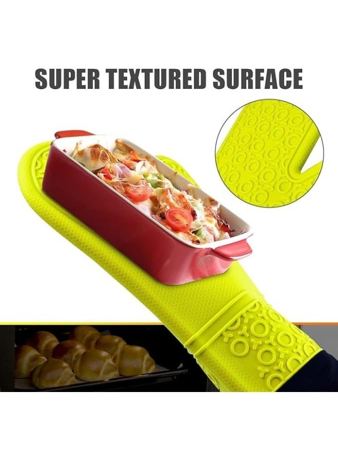 Happy Home Professional Silicone Oven Mitt and Pot Holder Heat Resistant up to 500°F with Cotton Lined Interior Non-Slip, Suitable for Kitchen Oven Baking, Oven and Microwave - Green - Image 4