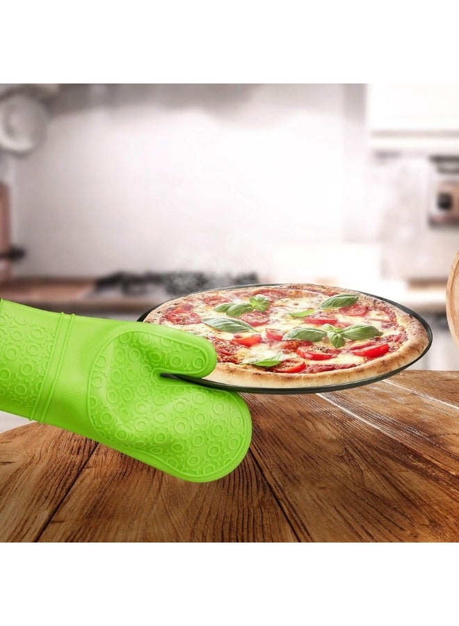 Happy Home Professional Silicone Oven Mitt and Pot Holder Heat Resistant up to 500°F with Cotton Lined Interior Non-Slip, Suitable for Kitchen Oven Baking, Oven and Microwave - Green - Image 5