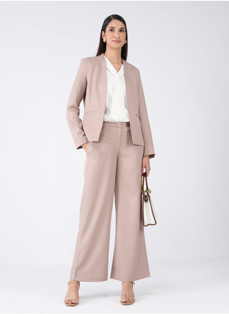 Salt Attire - Women's Elegant Taupe Blazer - Tailored Fit, Premium Polyester Jacket for Office, Events, and Versatile Style - Image 1