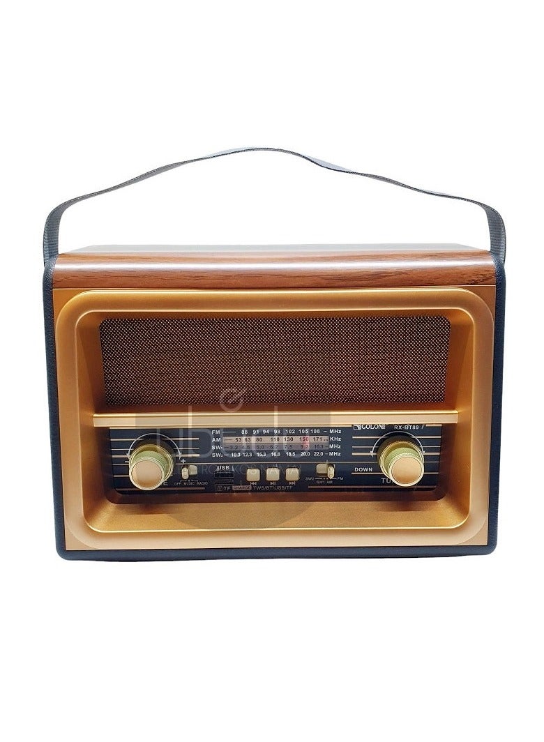 جولون GOLON RX-BT89 راديو AM Fm عتيق الطراز صوت مثالي خشبي لاسلكي BT مكبر صوت - Image 1