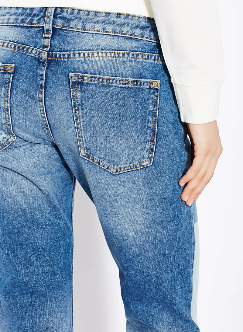 MANGO Patch Distressed Jeans