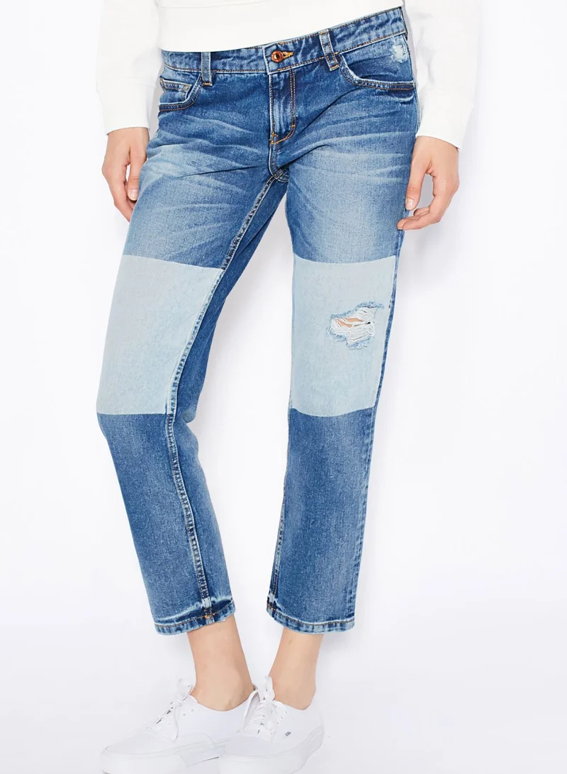MANGO Patch Distressed Jeans