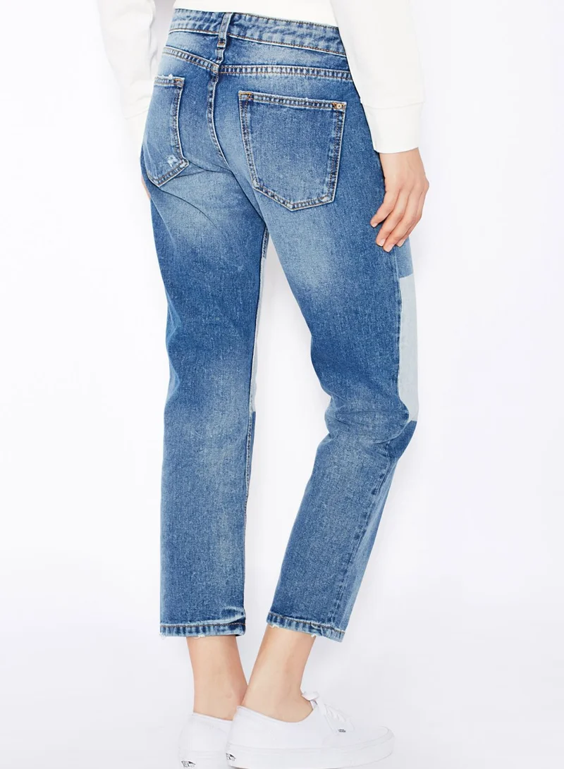 MANGO Patch Distressed Jeans