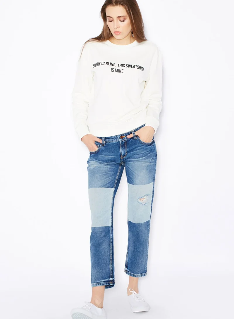 MANGO Patch Distressed Jeans