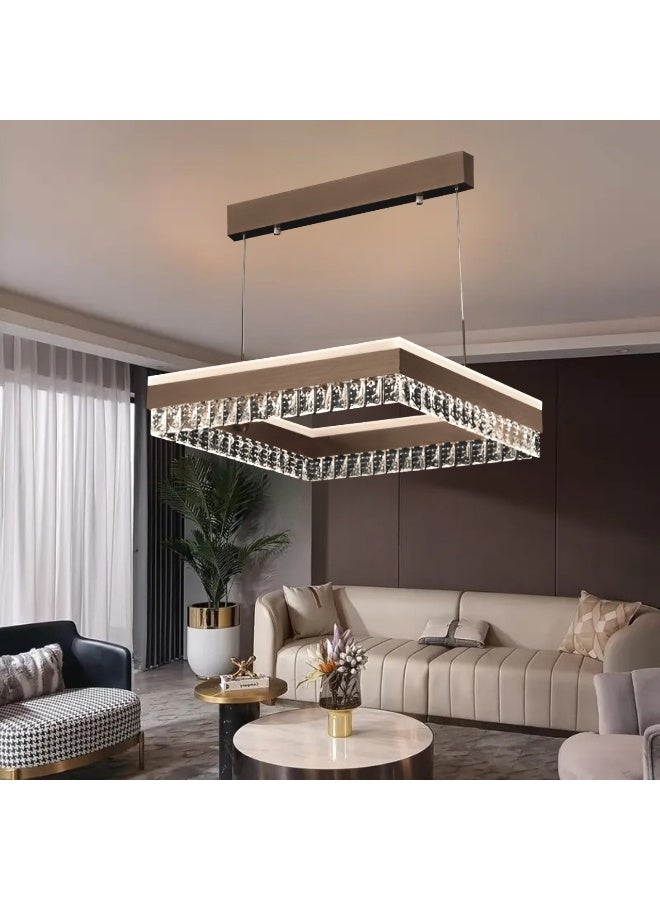Target Crystal Light Fixtures, Square Modern Chandeliers, Crystal Ceiling Light Fixture for Bedroom, Entryway, Bathroom, Hallway, Kitchen Coffee Brown  - Image 4