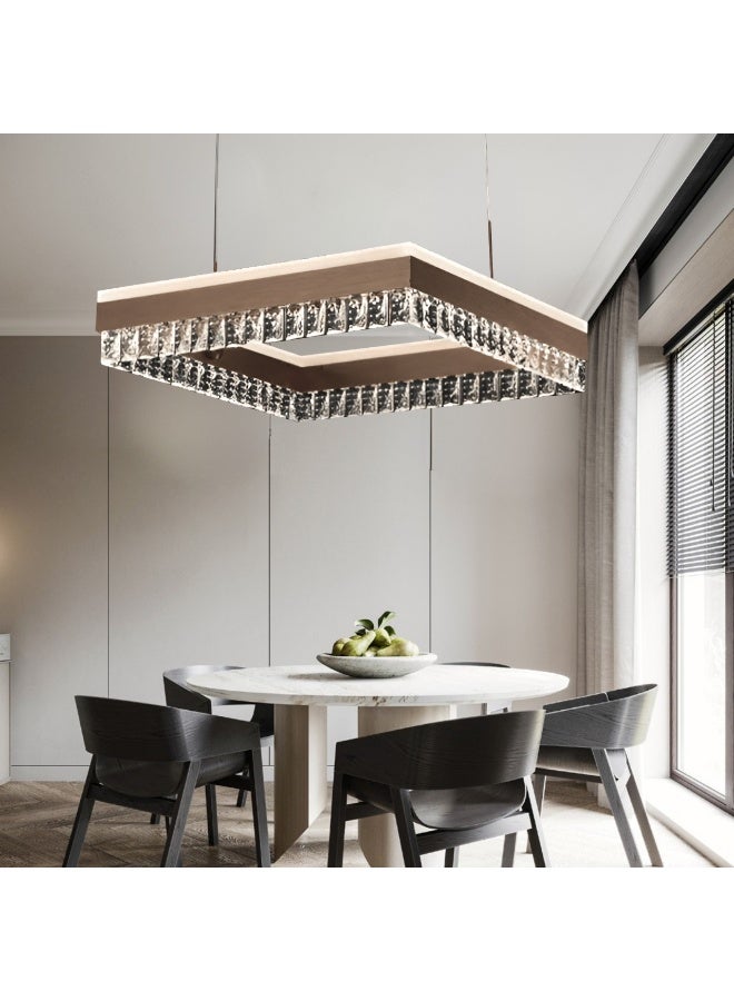 Target Crystal Light Fixtures, Square Modern Chandeliers, Crystal Ceiling Light Fixture for Bedroom, Entryway, Bathroom, Hallway, Kitchen Coffee Brown  - Image 2