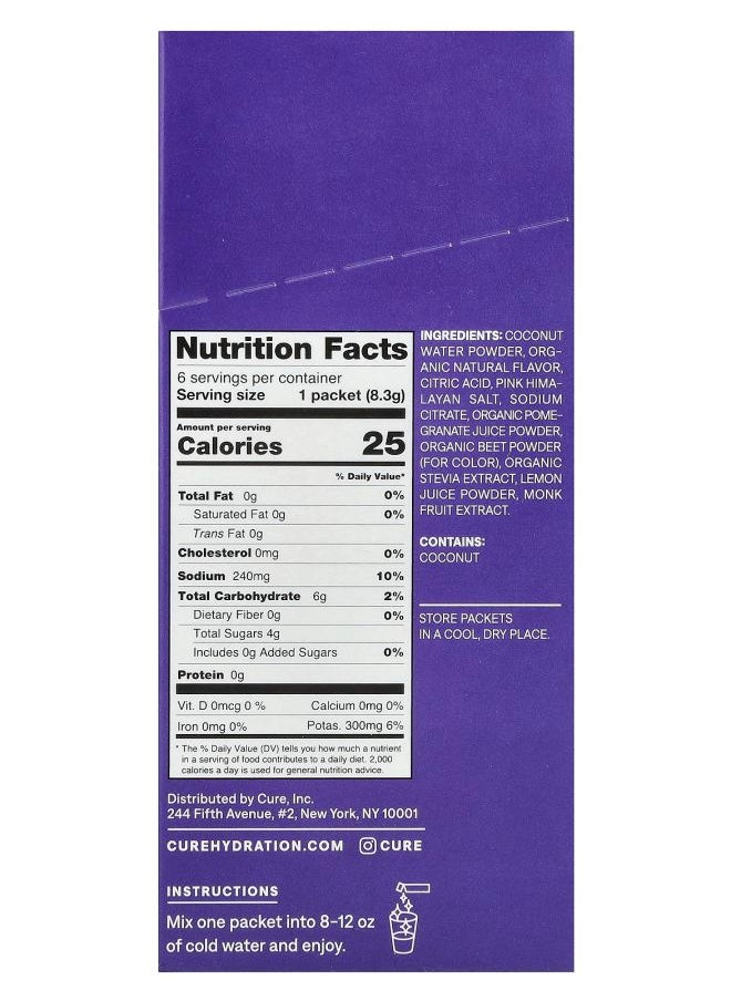 Cure Hydration Kids Electrolyte Drink Mix Mixed Berry 6 Packets 0.29 oz (8.3 g) Each  - Image 2