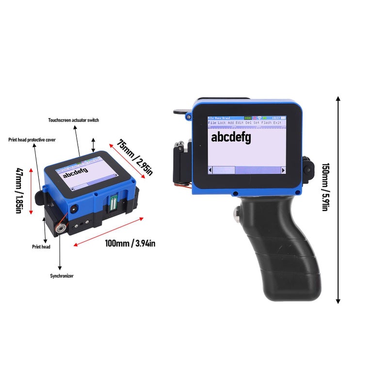 4 3 بوصة شاشة تعمل باللمس طابعة نفث الحبر المحمولة لطباعة رمز الاستجابة السريعة والباركود والتاريخ على الخشب والبلاستيك والنسيج - Image 5