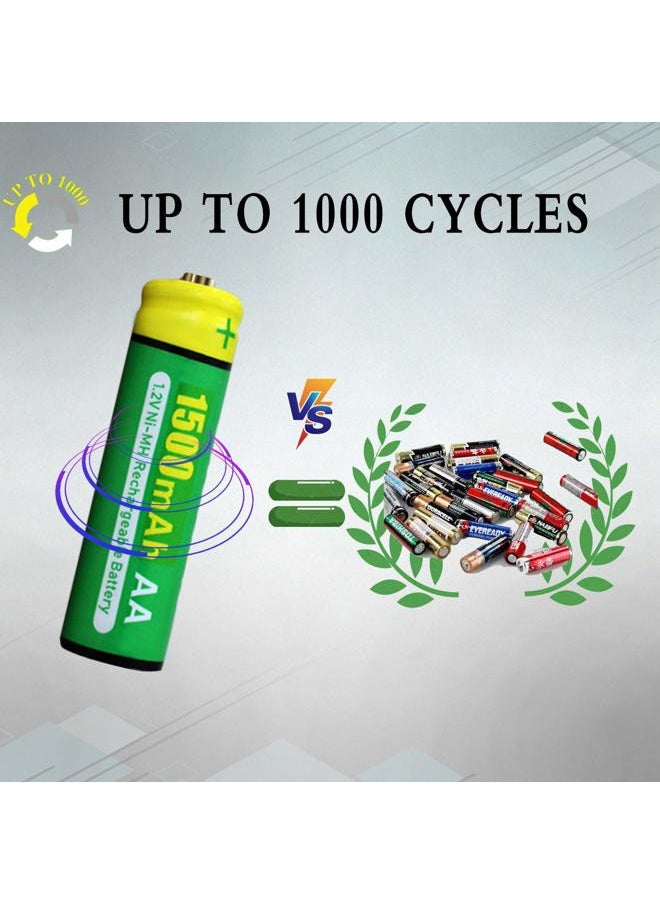 Bvcewilty AA Rechargeable Batteries, Double A Ni-MH High Capacity 1.2V 1500mAh Pre-Charged AA Solar Battery for Solar Lights String Lights Remotes Toys, 4 Pack  - Image 5