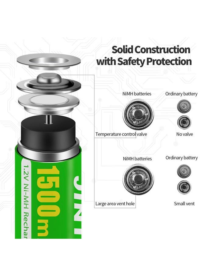 Bvcewilty AA Rechargeable Batteries, Double A Ni-MH High Capacity 1.2V 1500mAh Pre-Charged AA Solar Battery for Solar Lights String Lights Remotes Toys, 4 Pack  - Image 3