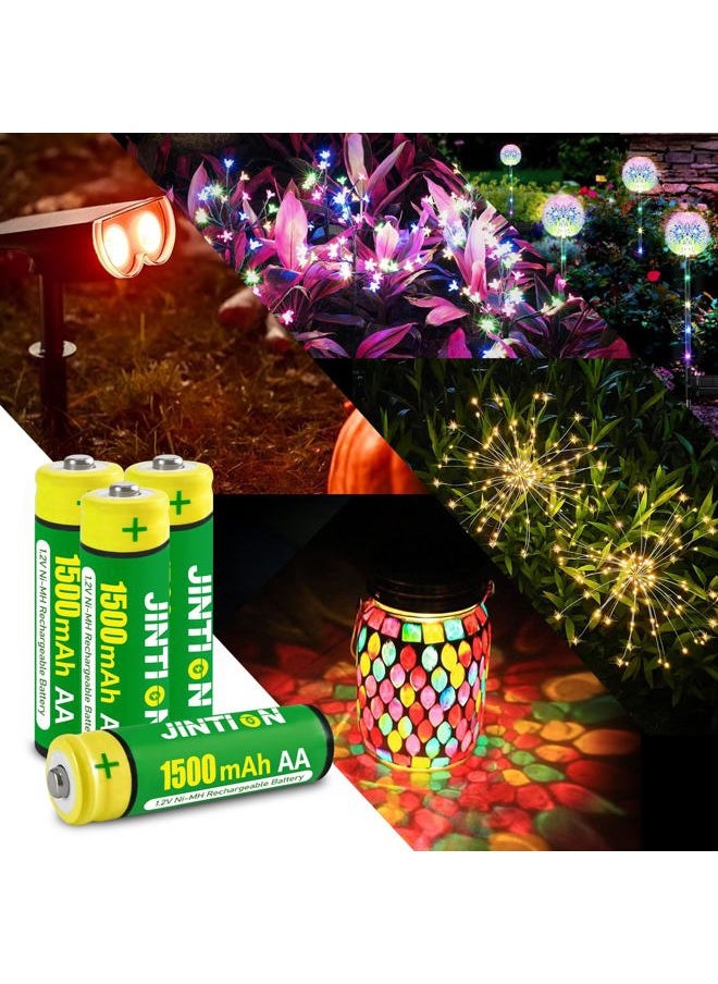 Bvcewilty AA Rechargeable Batteries, Double A Ni-MH High Capacity 1.2V 1500mAh Pre-Charged AA Solar Battery for Solar Lights String Lights Remotes Toys, 4 Pack  - Image 4