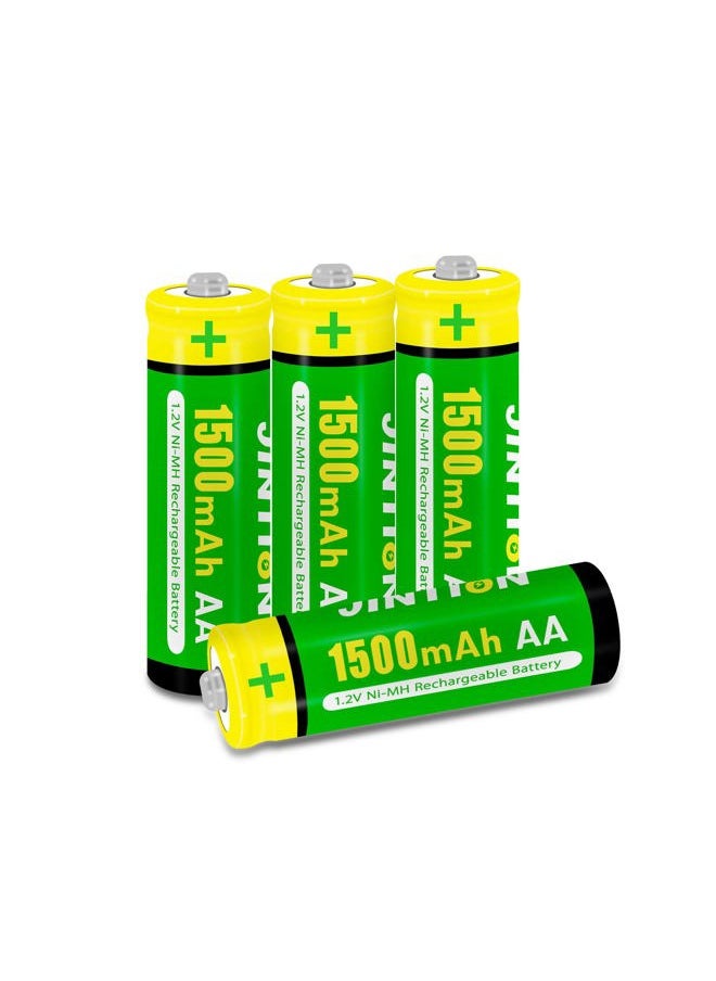 Bvcewilty AA Rechargeable Batteries, Double A Ni-MH High Capacity 1.2V 1500mAh Pre-Charged AA Solar Battery for Solar Lights String Lights Remotes Toys, 4 Pack  - Image 1