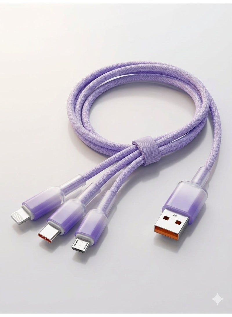 كابل شحن سريع 3 في 1 من USB-A إلى Type-C / Lightning / Micro USB - Image 2