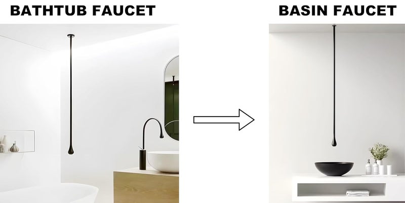 24x7 eMall Ceiling Faucet Single Lever Basin Tap Mixer Soft Aerated Water Spout with Ceramic Cartridge Hot and Cold Water, Bathtub False Ceiling Tap, Matt Black 160 Cm Length Drop Down - Image 4