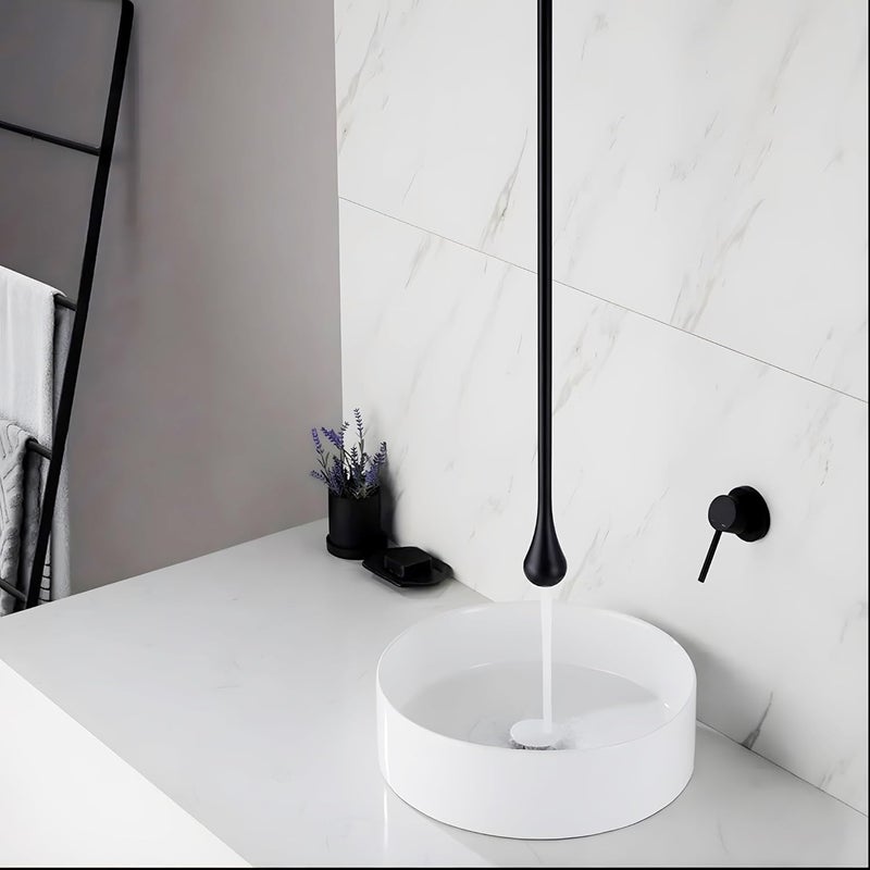 24x7 eMall Ceiling Faucet Single Lever Basin Tap Mixer Soft Aerated Water Spout with Ceramic Cartridge Hot and Cold Water, Bathtub False Ceiling Tap, Matt Black 160 Cm Length Drop Down - Image 2