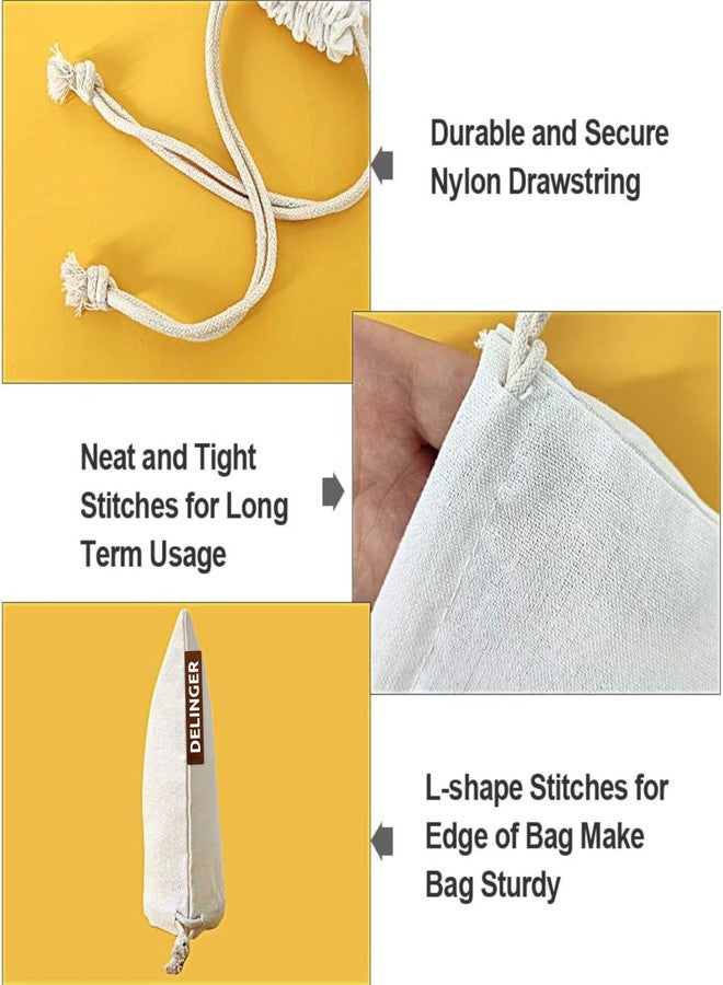 DELINGER 10 Pcs Cotton Drawstring Potli Cloth Bags For Kitchen, Reusable Bags For Grocery, Non Plastic Packing, Masala Potli, Spice Bag, Fridge Bag .Off White (Hight 6 inch and Width 5 inch) - Image 4