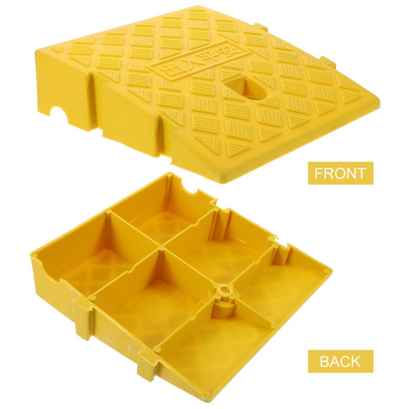 Heavy Duty Plastic Curb Ramp 25x27x7cm Yellow for Cars Motorcycles Wheelchairs - Image 4