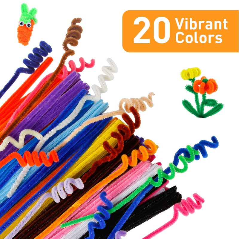 Caydo 200 PCS Thick Pipe Cleaners Craft Supplies Multi-Color Chenille Stems for Art and Craft Projects Creative DIY Decorations (12inch x 6mm) - Image 2