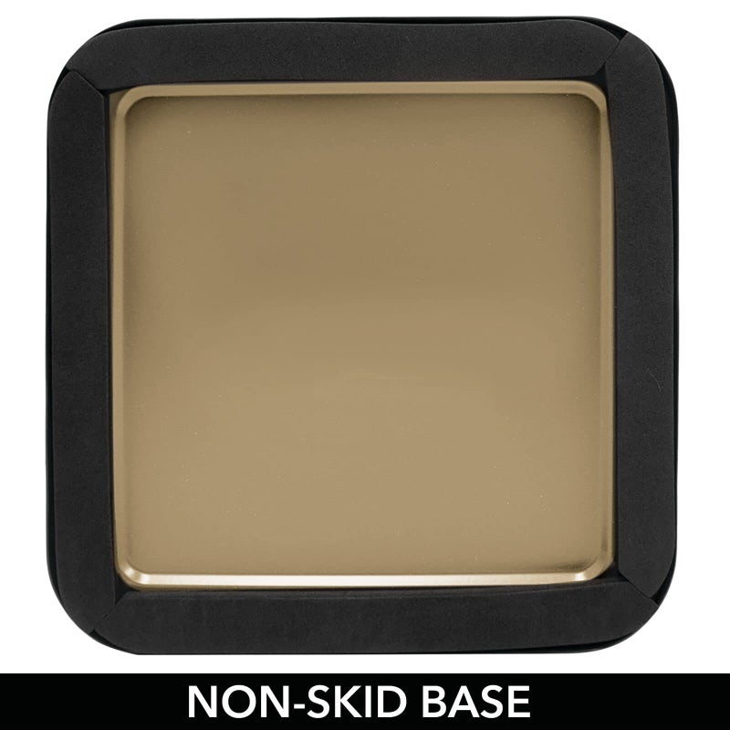 mDesign Small Square Metal 2.3 Gallon Trash Can Wastebasket Garbage Container Bin for Bathroom, Powder Room, Bedroom - Holds Waste and Recycling - Unity Collection - Soft Brass - Image 3