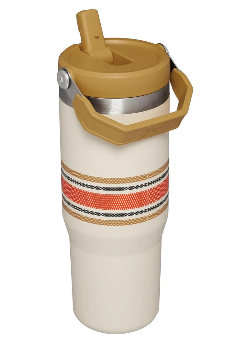 Stanley - IceFlow Stainless Steel Tumbler 30oz, Leak-Resistant, Vacuum Insulated Water Bottle with Straw, Keeps Drinks Cold for 12 Hours or Iced for 2 Days, Ideal for Home, Office or Travel, Cream Mesh - Image 1