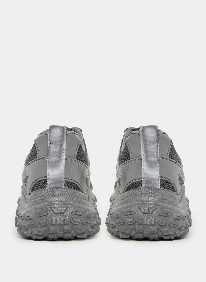 Styli Active Textured Gripped Sole Lace Up Sneakers