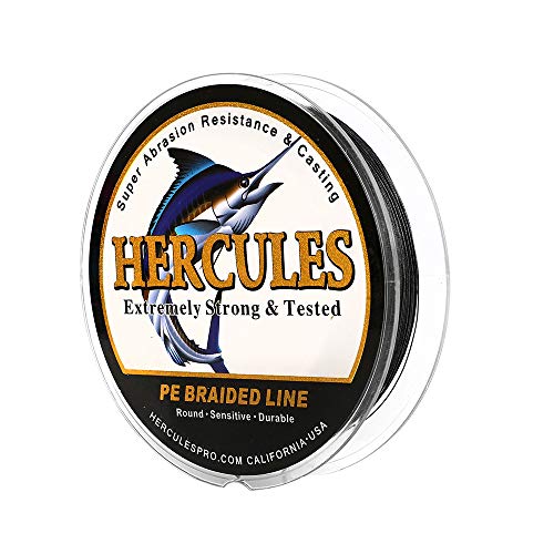 HERCULES Super Cast 300M 328 Yards Braided Fishing Line 50 LB Test for Saltwater Freshwater PE Braid Fish Lines Superline 8 Strands - Black, 50LB (22.7KG), 0.37MM - Image 1
