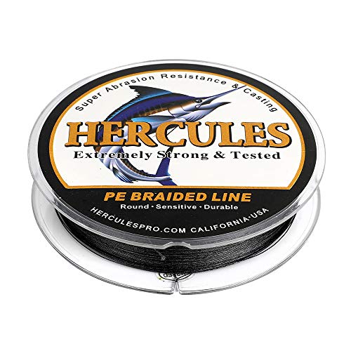 HERCULES Super Cast 300M 328 Yards Braided Fishing Line 50 LB Test for Saltwater Freshwater PE Braid Fish Lines Superline 8 Strands - Black, 50LB (22.7KG), 0.37MM - Image 4