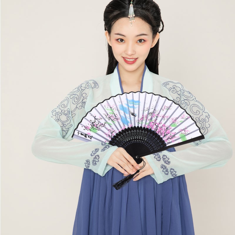 Ancient Folding Fan Handheld Mini Handheld Fan Folded Fan Decorative Folding Fan - Image 3