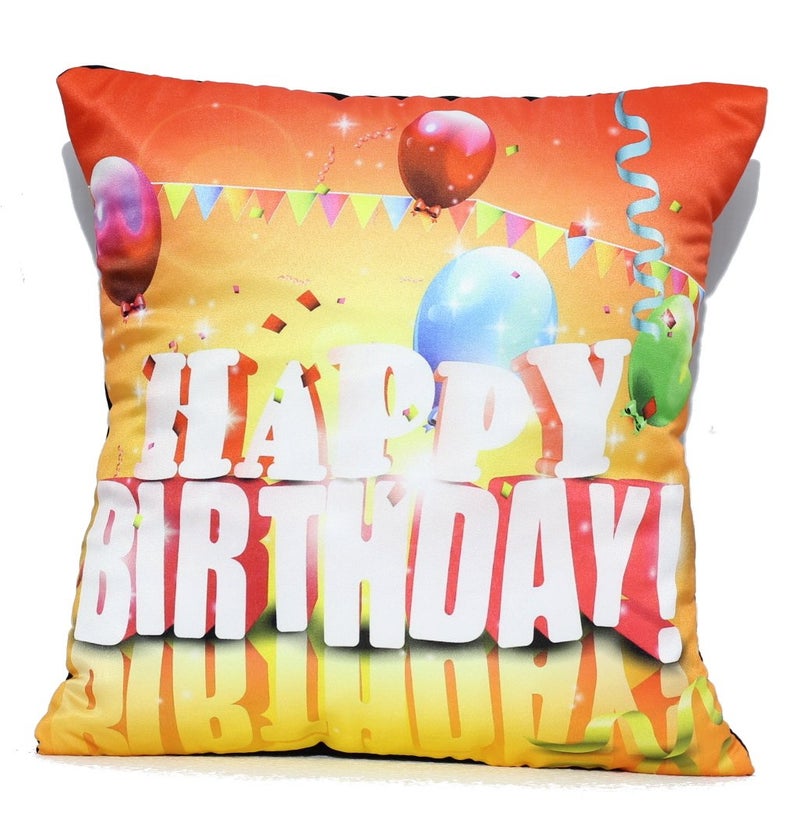 Lilone Lilone Birthday Special Quoted Cotton Decorative Balloon Printed Orange Pillow Gift for Your Loved Ones Family and Friends 12 x 12 Inch - Image 1