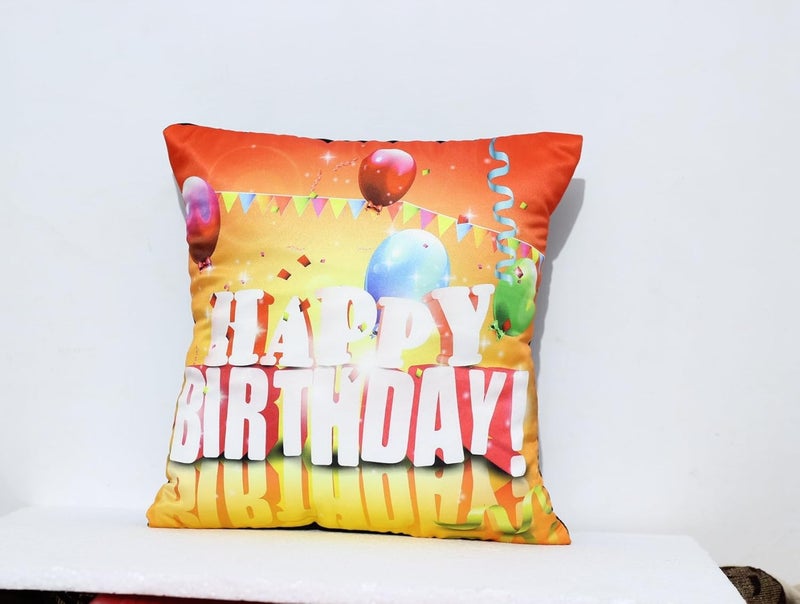 Lilone Lilone Birthday Special Quoted Cotton Decorative Balloon Printed Orange Pillow Gift for Your Loved Ones Family and Friends 12 x 12 Inch - Image 2