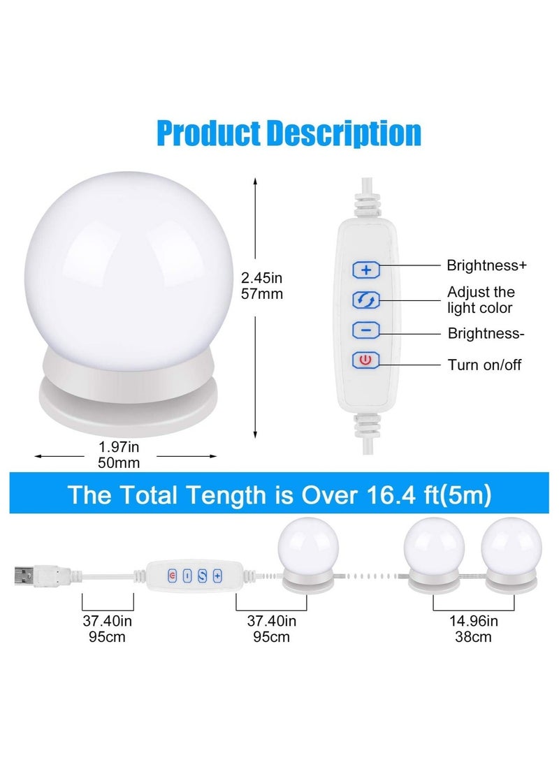 Hollywood Style LED Vanity Mirror Lights Kit, 10 Dimmable Bulbs, 3 Color Modes, White LED Makeup Vanity Lights for Mirror, Table, Bathroom - Image 5