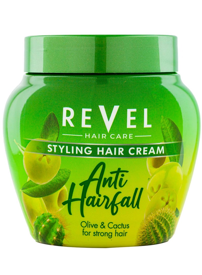 Revel Hair Care Anti Hair Fall Styling Hairs Cream For Men & Women 400ml, Olive & Cactus for Strong Hair, Damage Control Oil, Anti Breakage - Image 1