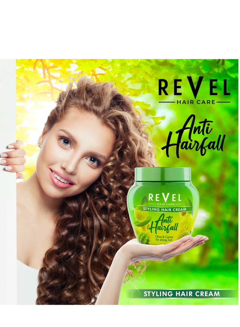Revel Hair Care Anti Hair Fall Styling Hairs Cream For Men & Women 400ml, Olive & Cactus for Strong Hair, Damage Control Oil, Anti Breakage - Image 2