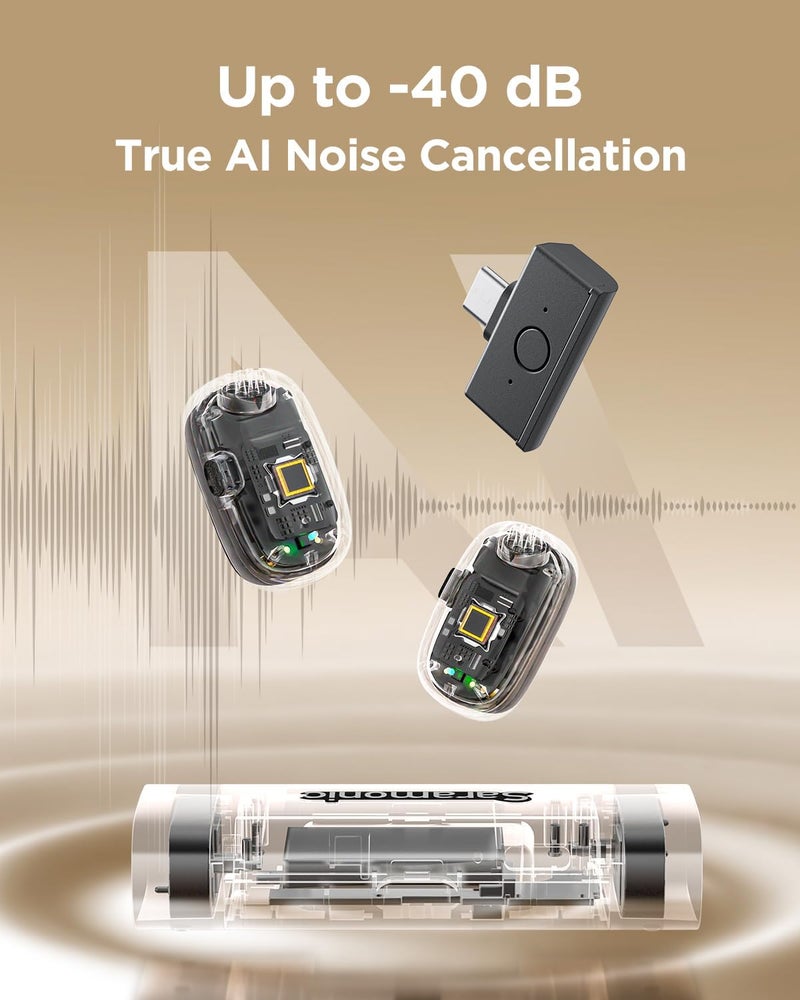 سارامونيك ميكروفون سارامونيك Air SE للهواتف الذكية، 48kHz/24Bit، ميكروفون USB-C صغير لأجهزة iPhone 15/16/17 وأندرويد، ميكروفون لافالير لاسلكي، ميكروفون مشبك لتصوير الفيديو، ��لبث المباشر، يوتيوب، المقابلات - Image 3