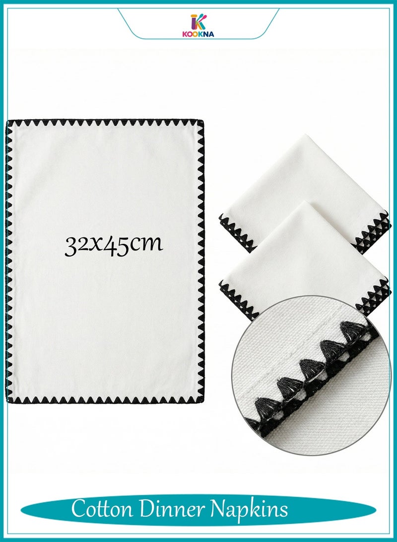 KOOKNA Cotton Square Napkins, Embroidered Cloth Napkins for Dining and Banquets, Washable Linen Napkins,Highly Absorbent and Durable Table Decor, 32x45 cm - Image 1