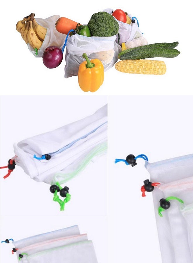 DUNISO 20 Pcs Produce Bags Mesh Pouch，Toy Storage Bags，Drawstring Washable Organization，Reusable，for School Office, Puzzles Games Storage，5 Large 8 Medium 7 Small，Multicolour - Image 3